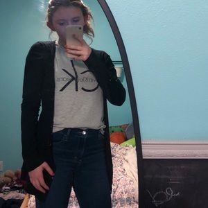 Long black American eagle cardigan